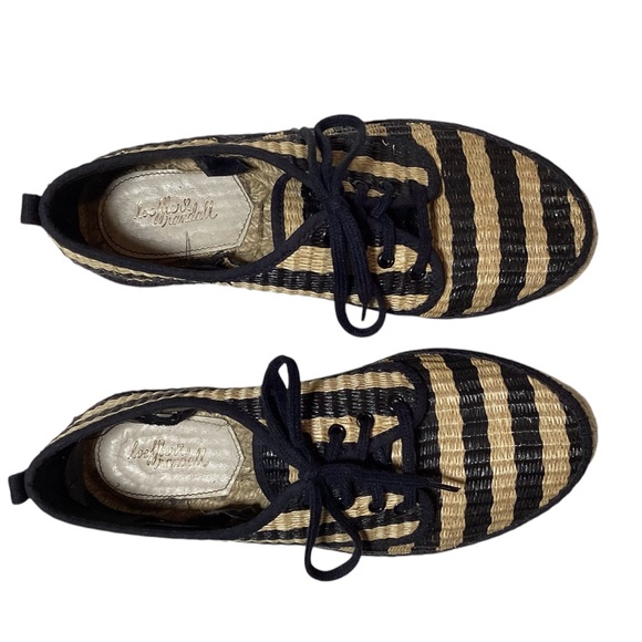LOEFFLER RANDALL Alfie Raffia Black Tan Striped Espadrille Sneakers - Picture 4 of 12